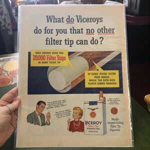 Vintage 50s Double ads: Viceroy Cigarettes & Linkwood Cufflinks by Swank